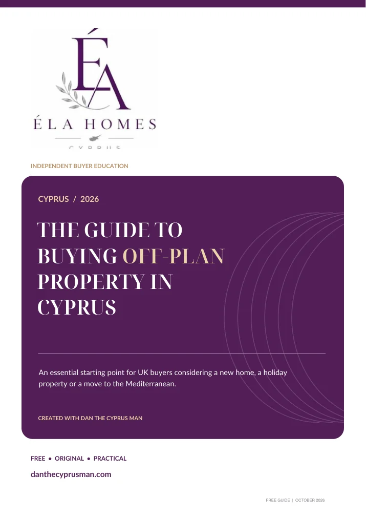 Cover of the free guide to buying off-plan property in Cyprus